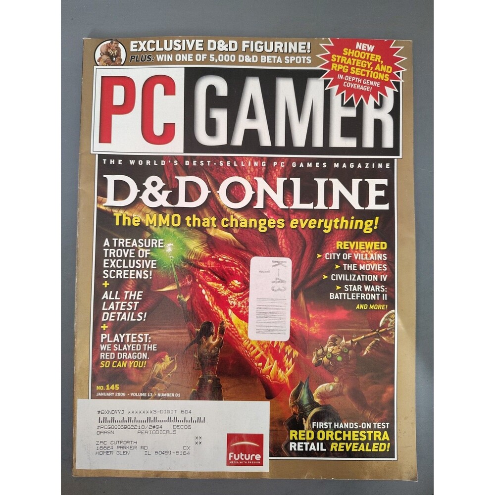 January 2006 PC Gamer #145 Antique Computer Video Game Magazine - D&D Online